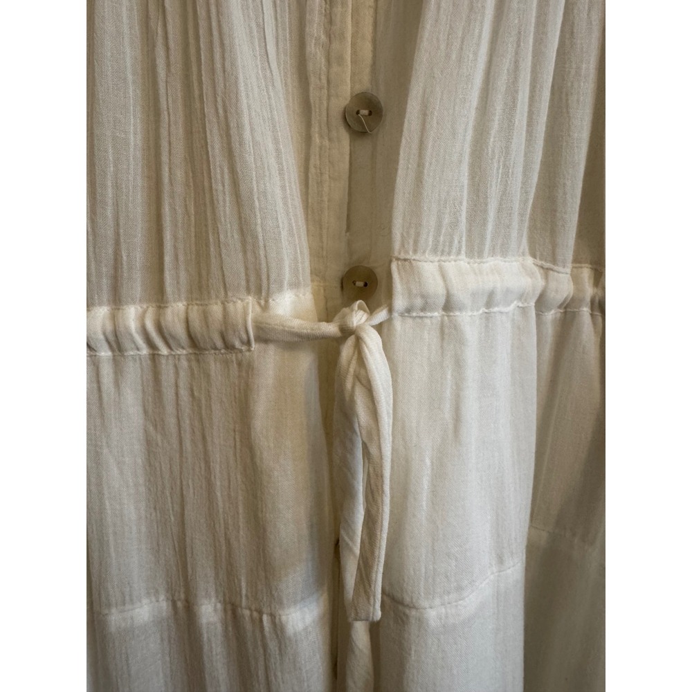 Free People Cream Maxi Button-Front Ruffled Bohemian Sea La Vie Dress - Picture 12 of 16